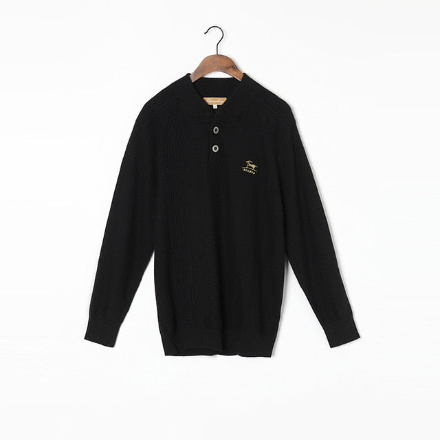 100%Cashmere Sweater Men Natural Fabric High Quality Embroidery Winter Pullover Grey V-neck Pure Cashmere Sweaters Man