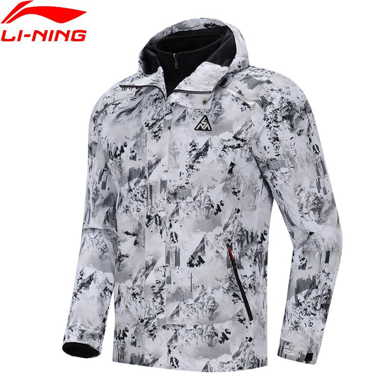 Li-Ning Men Outdoor 3 In 1 Windbreaker WARM AT Sweater Waterproof 100% Polyester Regular Fit LiNing Sports Jacket AWBP013 COND19