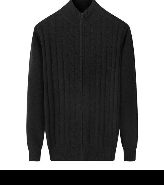 New Arrival Autumn Winter 100% Pure Cashmere Cardigan Men  Warm Coat Casual Computer Knitted Mandarin Collar Sweater Size XS-3XL