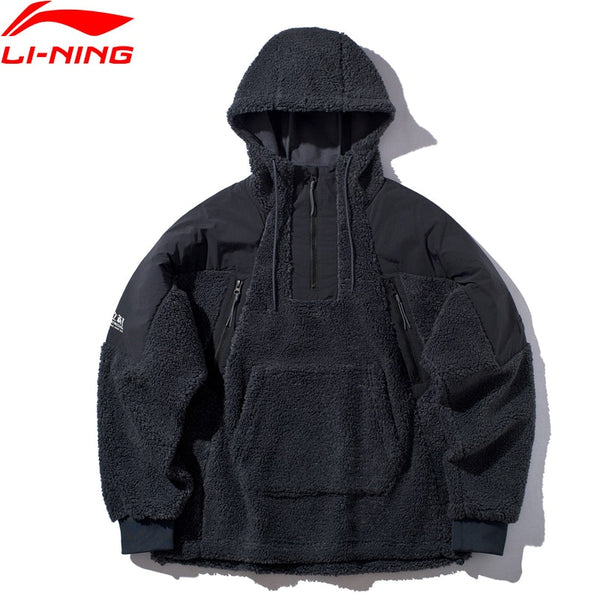 Li-Ning Men BAD FIVE Po Knit Basketball Hoodie Warm Fleece Loose Fit Polyester LiNing Sports Winter Coat Sweater AWDP621 MWW1628