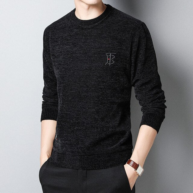 2019 Velvet Thick New Fashion Brand Sweater Man Pullover Slim Fit Jumpers Knitred Warm Winter Autumn Winter Casual Men Clothes