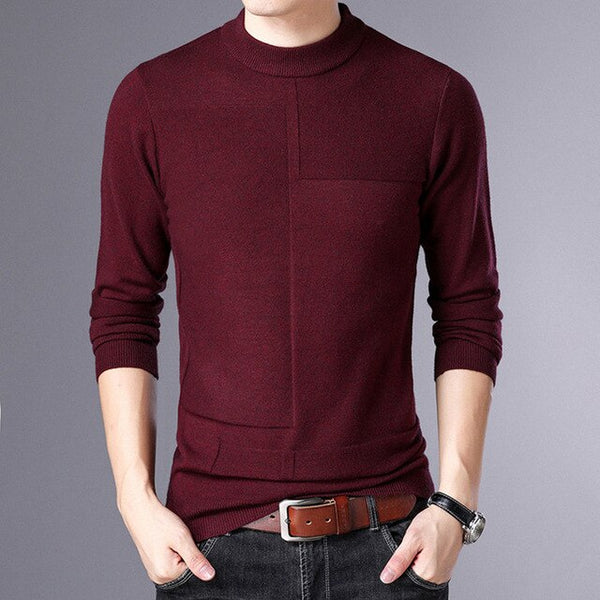 2019 Autumn Winter Men Sweater Fashion Man Half Turtleneck Long Sleeves Solid Color Casual Sweaters Male Slim Knitted Pullovers