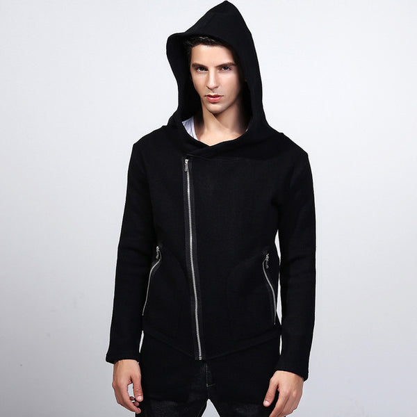 Autumn Winter Casual Men Hooded Zipper Sweater Cardigan Pocket V Neck Long Mens Cardigans Hooded Men's Sweaters Knitted Jacket