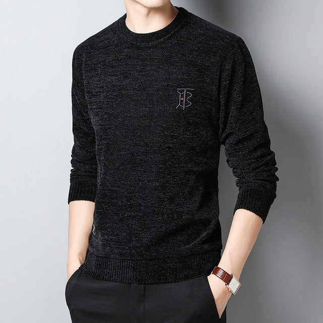 2019 Thick Velvet New Fashion Brand Sweater Man Pullover Slim Fit Jumpers Knitred Warm Winter Autumn Winter Casual Men Clothes