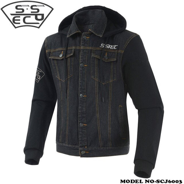 New men's denim jacket, motorcycle jacket, Hoodie for road racing,fashion casual sweater jacket, with motorcycle protective gear