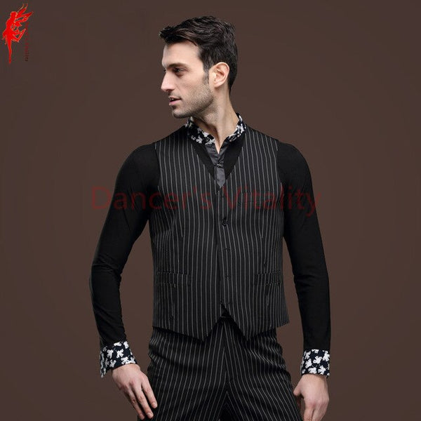 Men's latin dancing clothes stripes latin dance Vest boy's latin dance  sleeveless sweater for men's latin dance clothing
