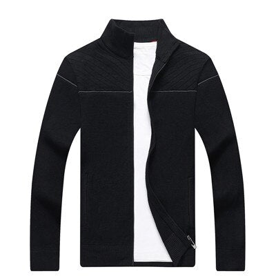 Fashion New Autumn Men Sweater Stand Collar Solid Color Cardigan Men Jacquard Warm Knitted Wear Cardigan Hombre