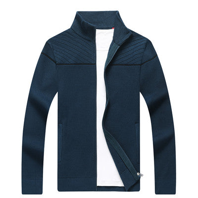 Fashion New Autumn Men Sweater Stand Collar Solid Color Cardigan Men Jacquard Warm Knitted Wear Cardigan Hombre