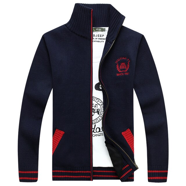 Mens Sweaters Autumn Cardigan Men Turtleneck Zipper Collar Knitted Wear Casual Loose Sweatercoat Men Cardigans Size M-XXXL