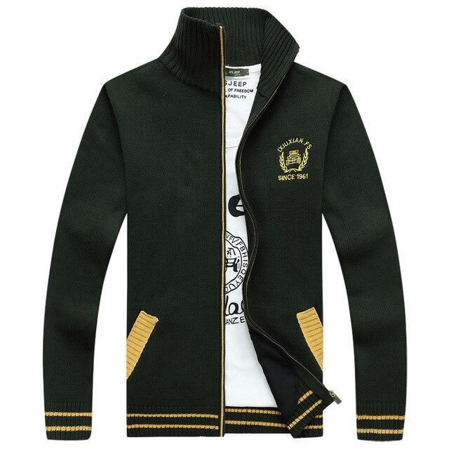 Mens Sweaters Autumn Cardigan Men Turtleneck Zipper Collar Knitted Wear Casual Loose Sweatercoat Men Cardigans Size M-XXXL