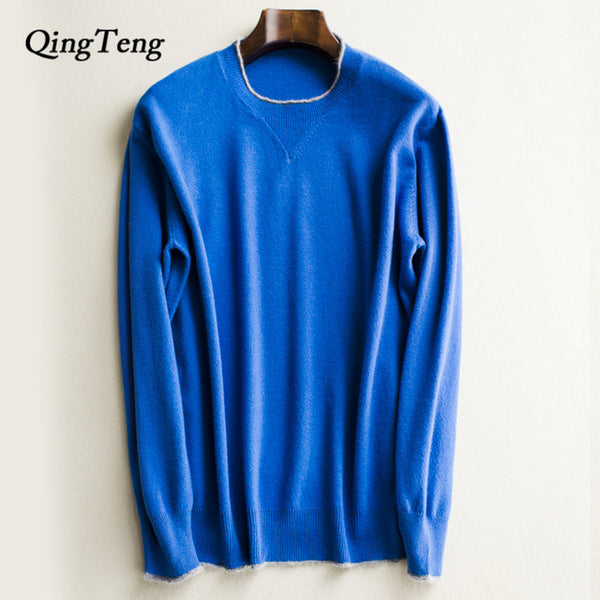 100 Cashmere Pure Men's Sweater O-Neck Striped Slim Fit Knitwear Mens Sweaters Pullovers Pullover Men Pull Homme Autumn Casual