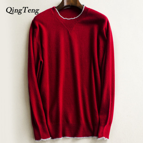 100 Cashmere Pure Men's Sweater O-Neck Striped Slim Fit Knitwear Mens Sweaters Pullovers Pullover Men Pull Homme Autumn Casual
