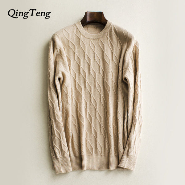 100 Cashmere Real Men's Sweaters Autumn Male Black Gray Sexy Slim Fit Knitted Pullovers Solid Color Casual Sweaters Knitwear