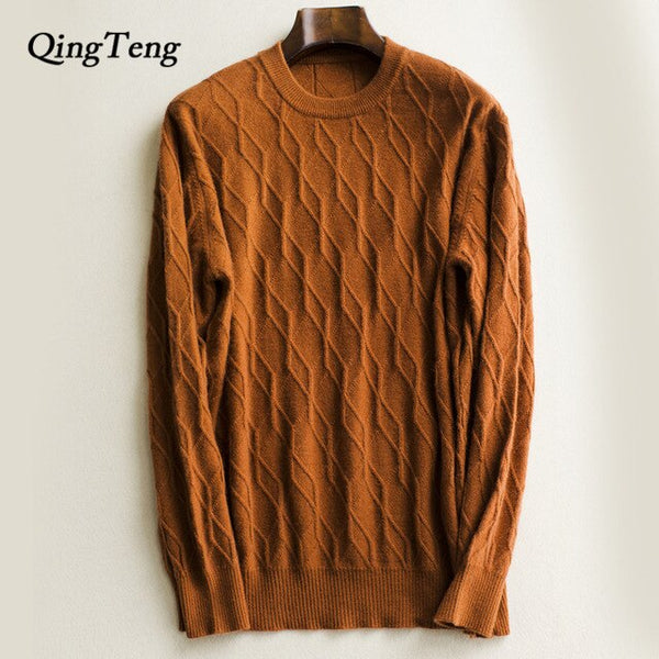 100 Cashmere Real Men's Sweaters Autumn Male Black Gray Sexy Slim Fit Knitted Pullovers Solid Color Casual Sweaters Knitwear