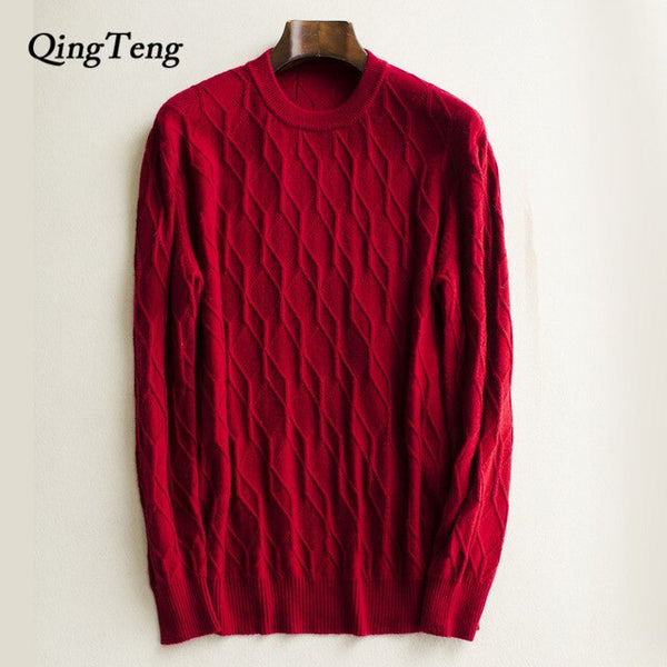 100 Cashmere Real Men's Sweaters Autumn Male Black Gray Sexy Slim Fit Knitted Pullovers Solid Color Casual Sweaters Knitwear