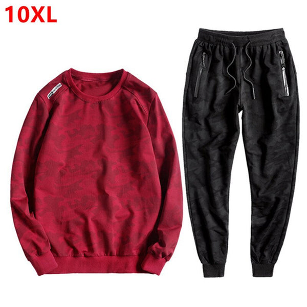 Men's Sweater Camouflage Sportswear Sets 9XL 10XL Casual Plus Fertilizer XL Cotton Turtleneck Sport Jacket Tide Men's suit