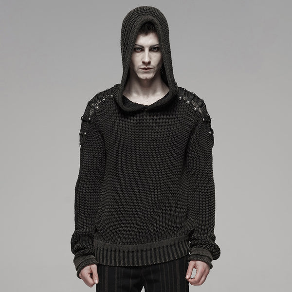 PUNK RAVE Men Punk Rock Black Sweaters Decadent Steampunk Retro Design Sweater Male Fashion Streetwear Pullovers