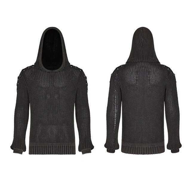 PUNK RAVE Men Punk Rock Black Sweaters Decadent Steampunk Retro Design Sweater Male Fashion Streetwear Pullovers