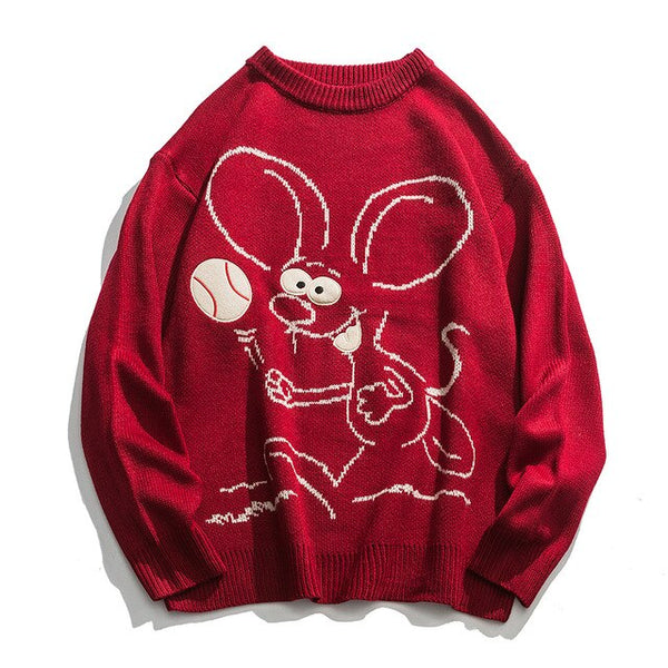 Mickey Mouse Jacquard Hip Hop Sweaters Women Men O-neck Fashion Casual Women’s Sweater Knitted Pullovers