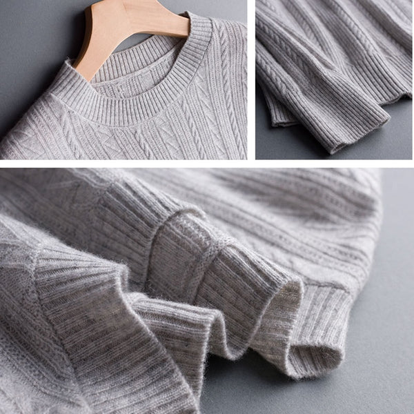 Real Cashmere 100 Men Sweaters Winter Warm Wool Knitted Jumpers Man Thick Oneck Pullover Male Woolen Knitwear High Soft