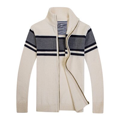 Spring Cardigan Men Fashion Striped Autumn Sweater Men M-XXXL Warm Knitted Wear Turtleneck Men Full Sleeve Mens Sweatercoat