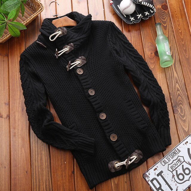 EWQ / 2019 New Fashion Autumn Winter Casual Turtle Neck Men Sweater High Street Vintage Loose Knitting Keep Warm Cardigan 9A092