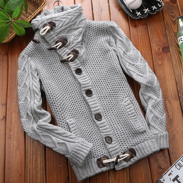 EWQ / 2019 New Fashion Autumn Winter Casual Turtle Neck Men Sweater High Street Vintage Loose Knitting Keep Warm Cardigan 9A092