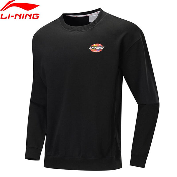 Li-Ning Men The Trend Sweater Retro Printing Loose Fit 100% Cotton Long Sleeve LiNing Comfort Sports Hoodie AWDP423 CJAS19