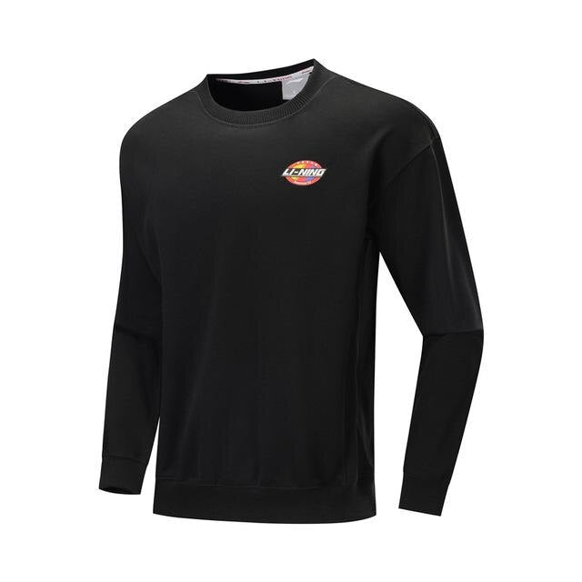 Li-Ning Men The Trend Sweater Retro Printing Loose Fit 100% Cotton Long Sleeve LiNing Comfort Sports Hoodie AWDP423 CJAS19