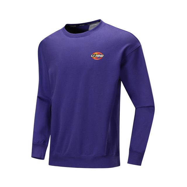 Li-Ning Men The Trend Sweater Retro Printing Loose Fit 100% Cotton Long Sleeve LiNing Comfort Sports Hoodie AWDP423 CJAS19