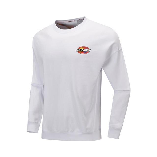 Li-Ning Men The Trend Sweater Retro Printing Loose Fit 100% Cotton Long Sleeve LiNing Comfort Sports Hoodie AWDP423 CJAS19
