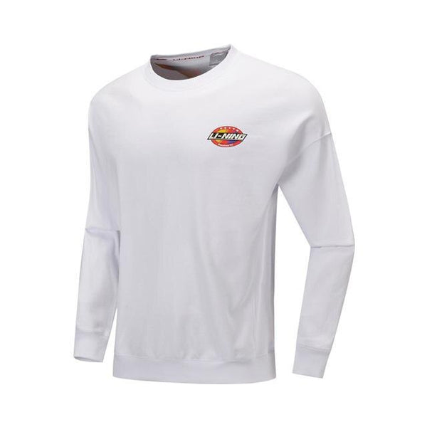 Li-Ning Men The Trend Sweater Retro Printing Loose Fit 100% Cotton Long Sleeve LiNing Comfort Sports Hoodie AWDP423 CJAS19