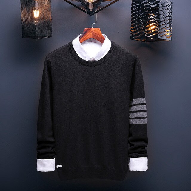 EWQ / 2019 New fashion autumn winter round collar casual men pullovers loose long sleeve Knitting Keep Warm tide Sweater FT214