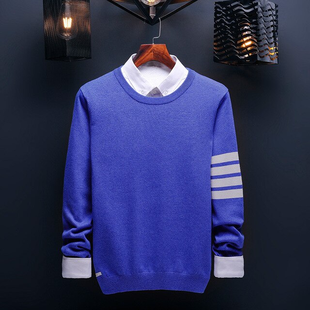 EWQ / 2019 New fashion autumn winter round collar casual men pullovers loose long sleeve Knitting Keep Warm tide Sweater FT214