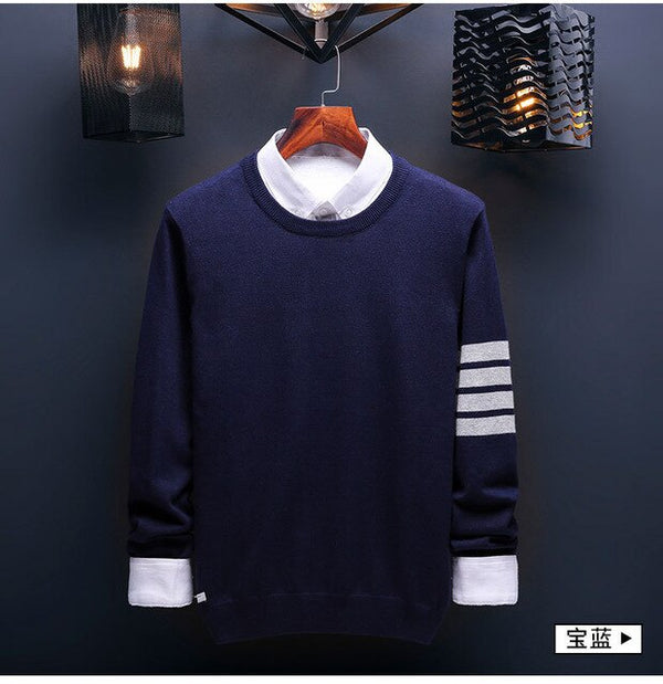 EWQ / 2019 New fashion autumn winter round collar casual men pullovers loose long sleeve Knitting Keep Warm tide Sweater FT214