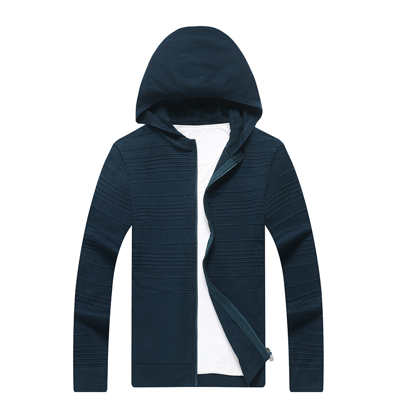 New Arrival Autumn Cardigan Men Fashion Hooded Collar Slim Fit Mens Sweaters Solid Color Men Cardigan Hombre