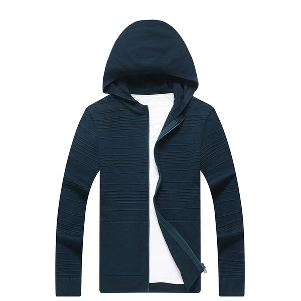 New Arrival Autumn Cardigan Men Fashion Hooded Collar Slim Fit Mens Sweaters Solid Color Men Cardigan Hombre