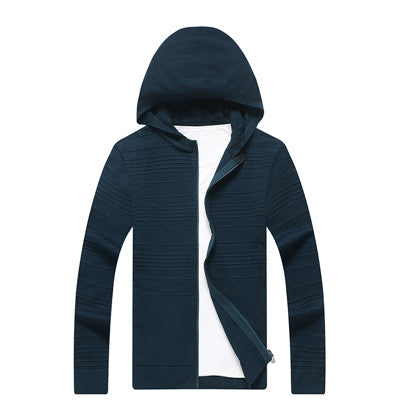 New Arrival Autumn Cardigan Men Fashion Hooded Collar Slim Fit Mens Sweaters Solid Color Men Cardigan Hombre