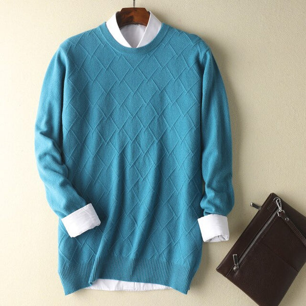 2019 autumn and winter new men's 100% pure sweater youth casual round neck knit sweater cashmere sweater loose
