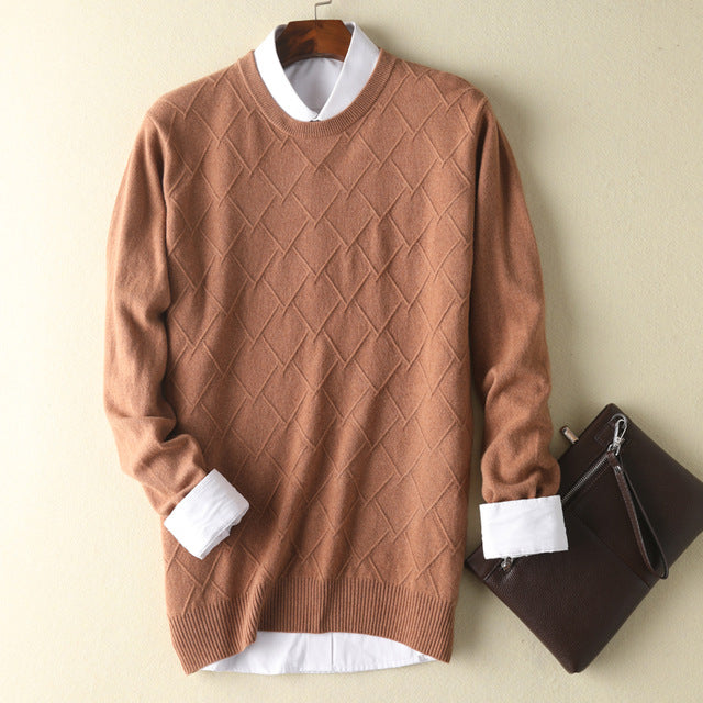 2019 autumn and winter new men's 100% pure sweater youth casual round neck knit sweater cashmere sweater loose