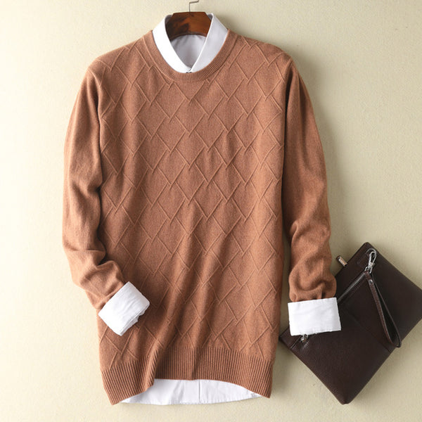 2019 autumn and winter new men's 100% pure sweater youth casual round neck knit sweater cashmere sweater loose