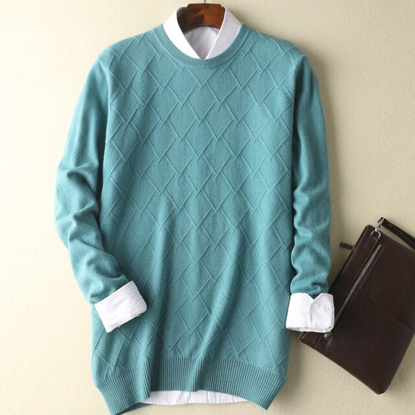2019 autumn and winter new men's 100% pure sweater youth casual round neck knit sweater cashmere sweater loose