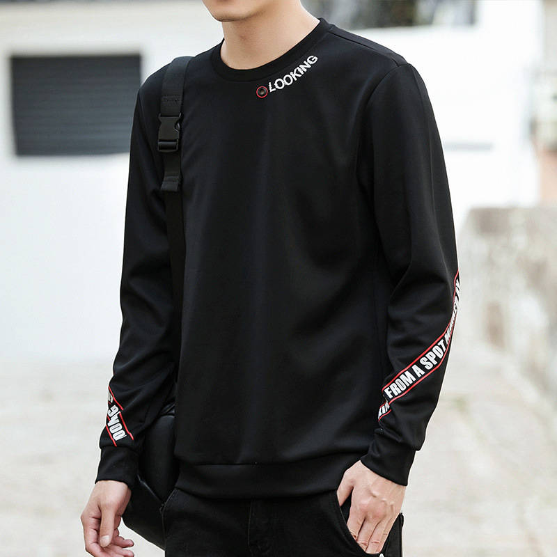 Autumn new men's jacket tide brand men's personality boys fashion casual round neck bottoming long sleeve sweater