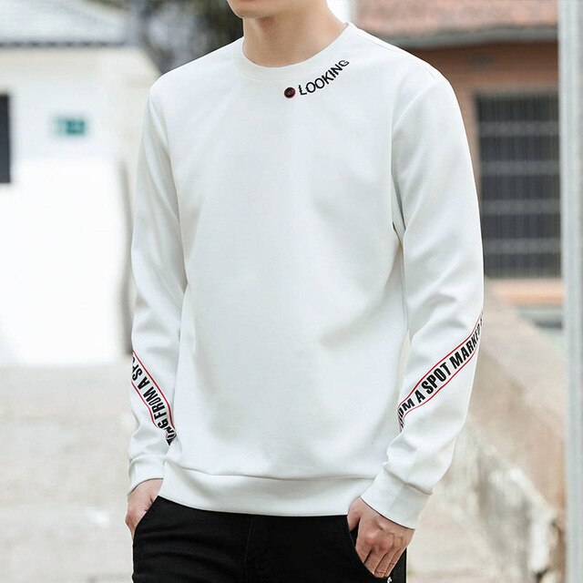 Autumn new men's jacket tide brand men's personality boys fashion casual round neck bottoming long sleeve sweater