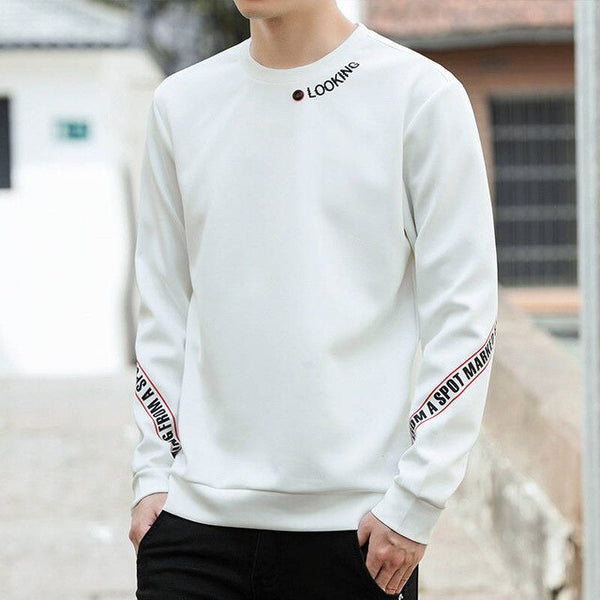 Autumn new men's jacket tide brand men's personality boys fashion casual round neck bottoming long sleeve sweater