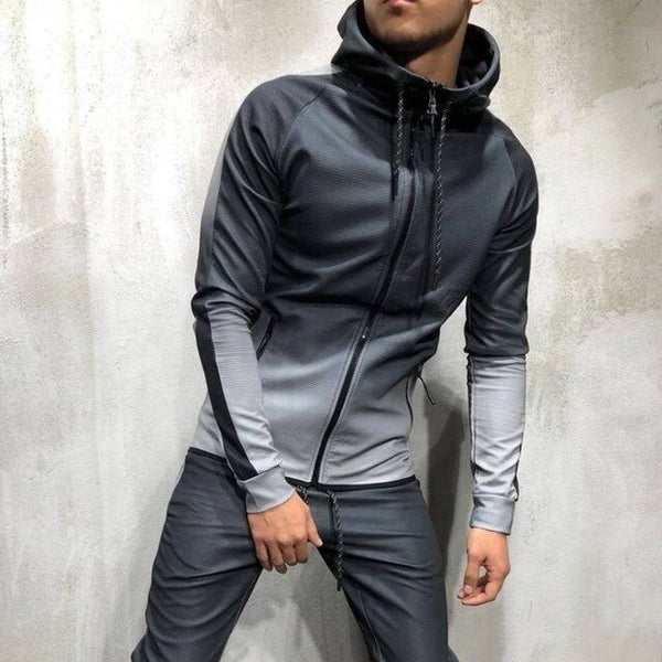 3D gradient zipper cardigan hip hop fashion casual sports men's sweater