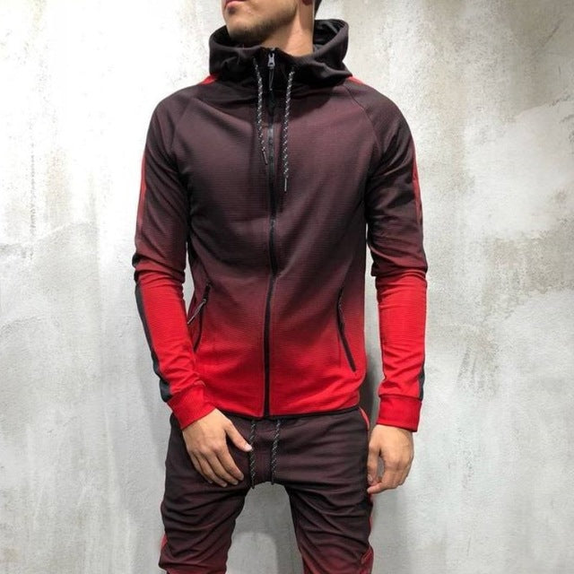 3D gradient zipper cardigan hip hop fashion casual sports men's sweater