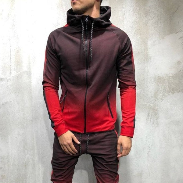 3D gradient zipper cardigan hip hop fashion casual sports men's sweater