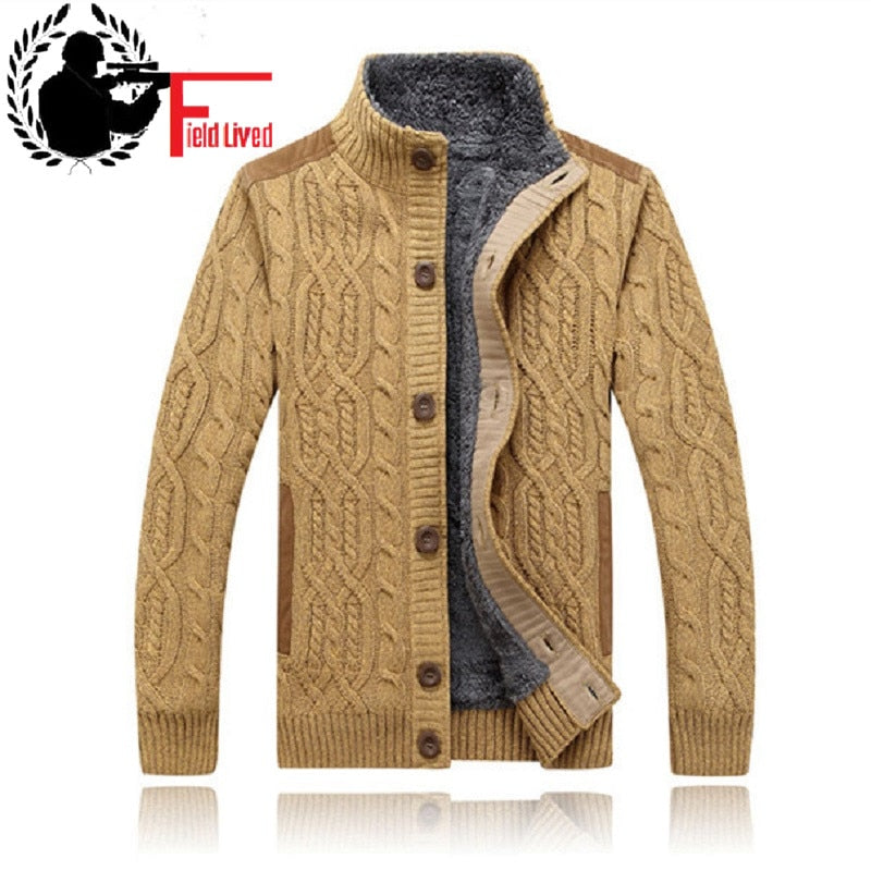 30% Wool 30% Cotton 2015 New Arrival Thicken Winter Mens Sweaters Cardigan Men Fleece Agasalho Masculino Brand AfsJeep A3044