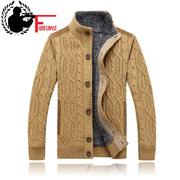 30% Wool 30% Cotton 2015 New Arrival Thicken Winter Mens Sweaters Cardigan Men Fleece Agasalho Masculino Brand AfsJeep A3044